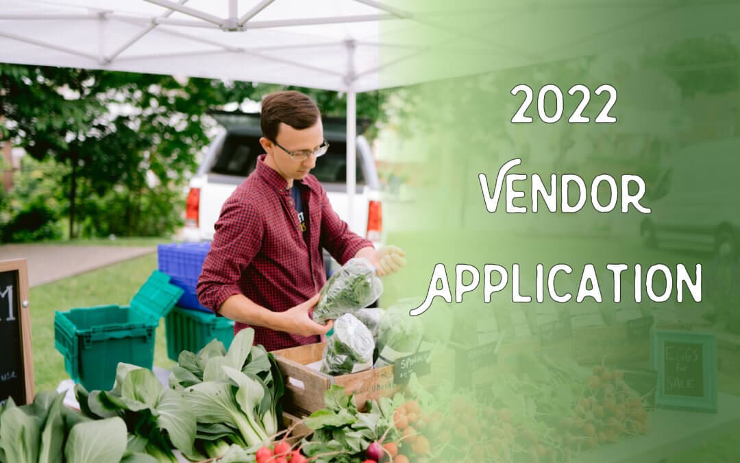 Vendor Application Image of Farmer with Produce in Booth